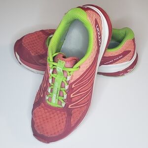 Salomon Sense City Trail women's red and bright green athletic sneakers size 10